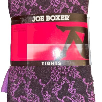 Joe Boxer Med/Large Womens Black/purple Brocade Fashion Tights Footed NWT KMART